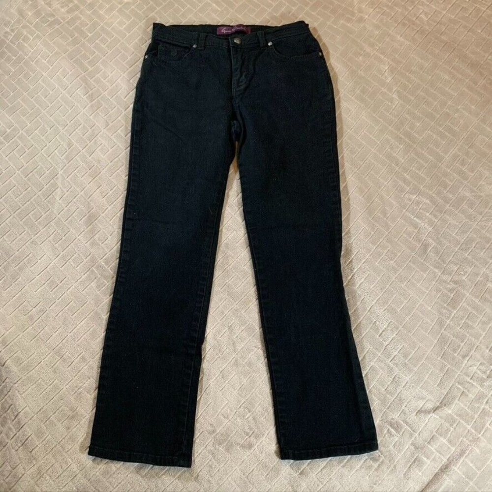 Gloria Vanderbilt Womens 4 Denim Jeans Black Amanda Straight Mid Rise Stretch